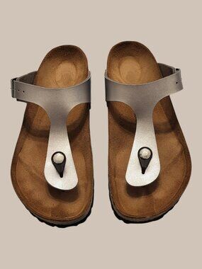 NEW Birkenstock Gizeh Silver Size 37